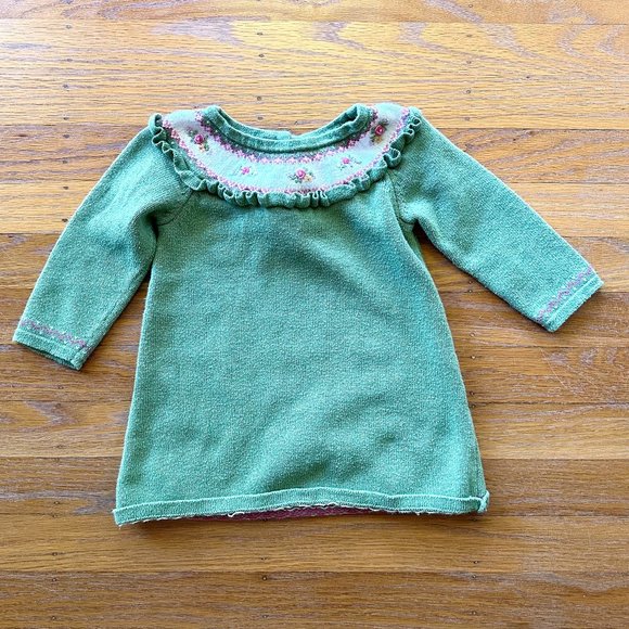 Janie and Jack Hand-Embroidered Fair Isle Sweater Dress Size - Picture 1 of 2